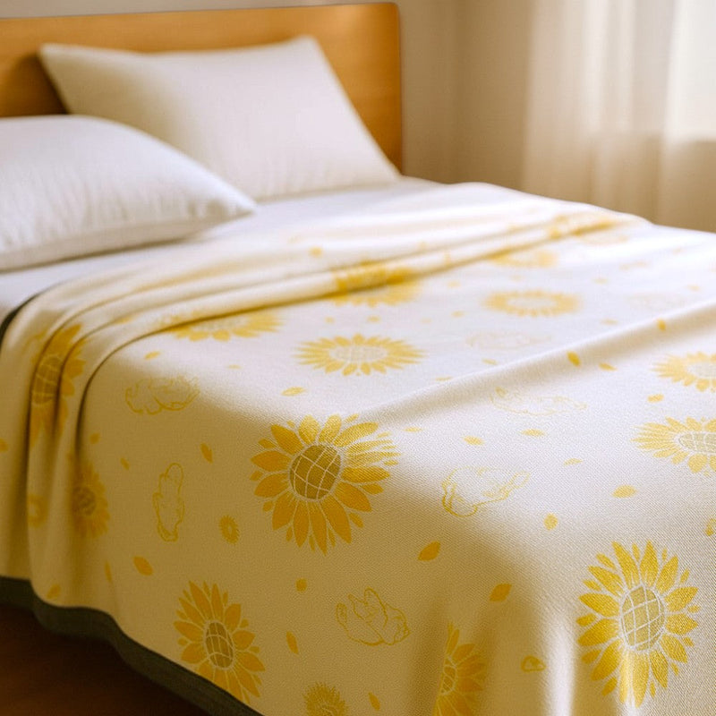 Ash Sunflower Comfort Cotton Blanket | Cotton, Year-Round