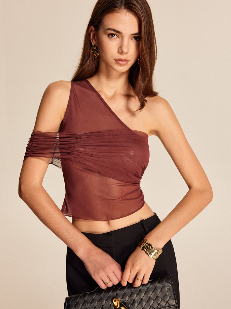 Ottilie Women's Top | Sheer, Slim Fit, Mesh