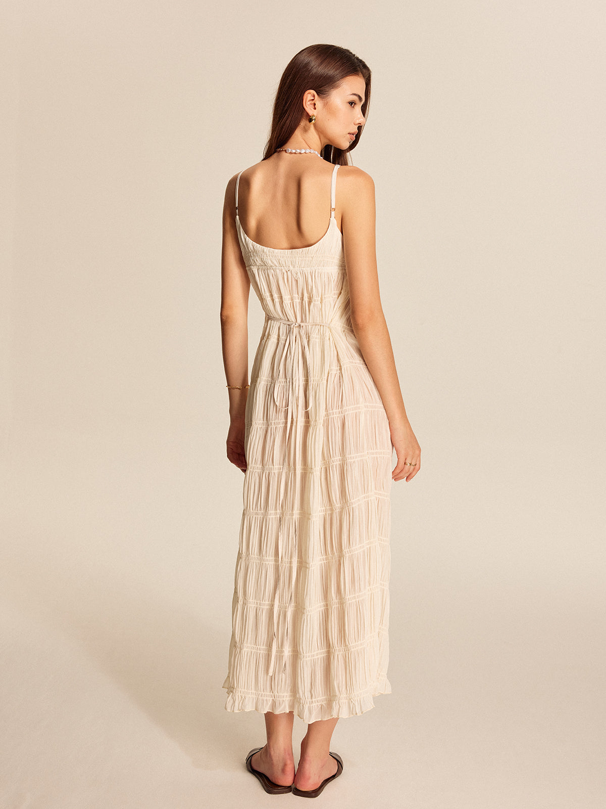 Vera Women's Pleated Dress - fabric and finish detail