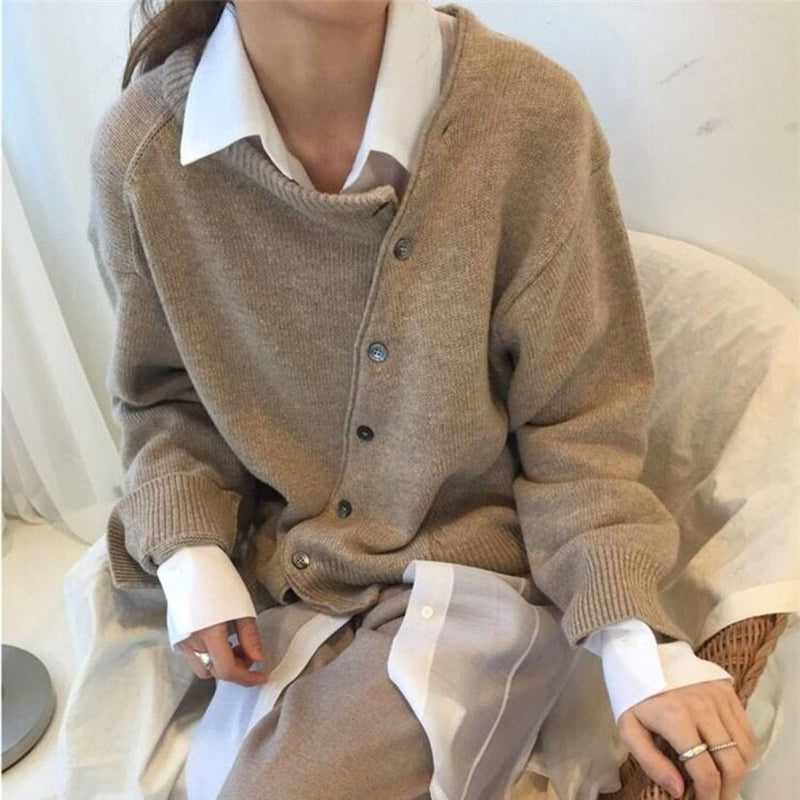 Perla Women's Oversized Cardigan | Brown, Grey