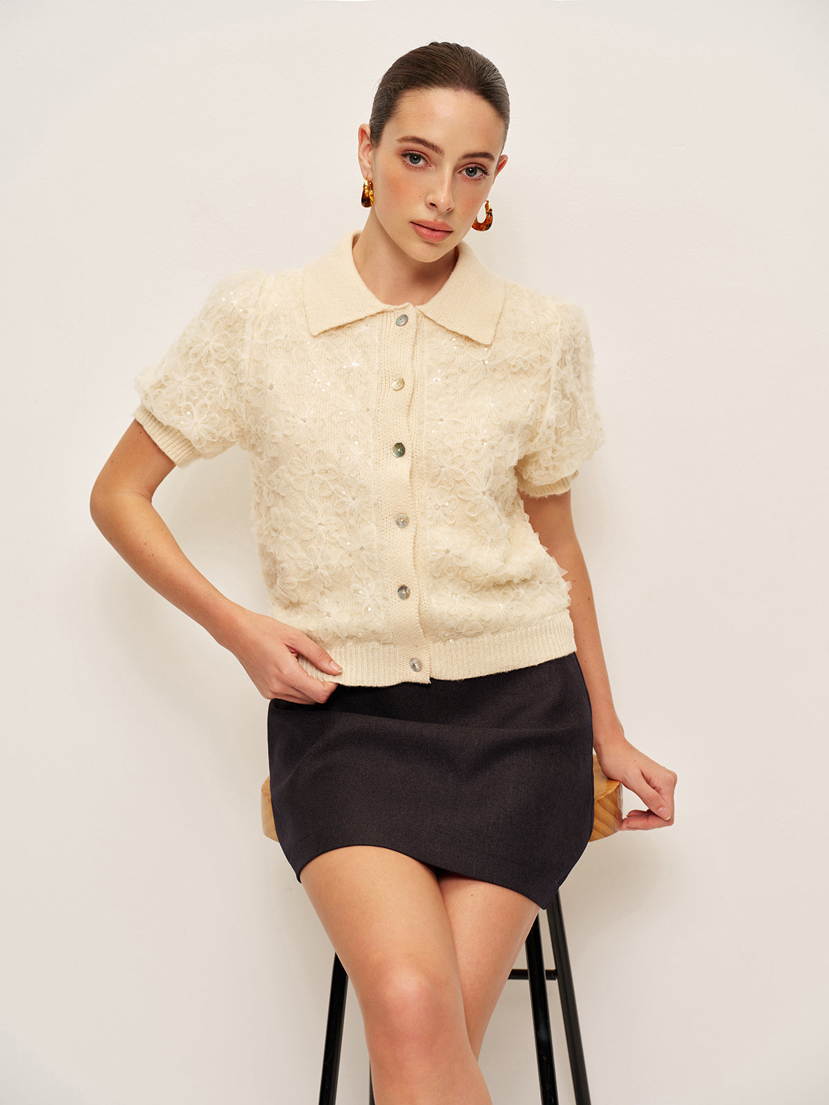 Saskia Women's Cardigan - fabric and finish detail
