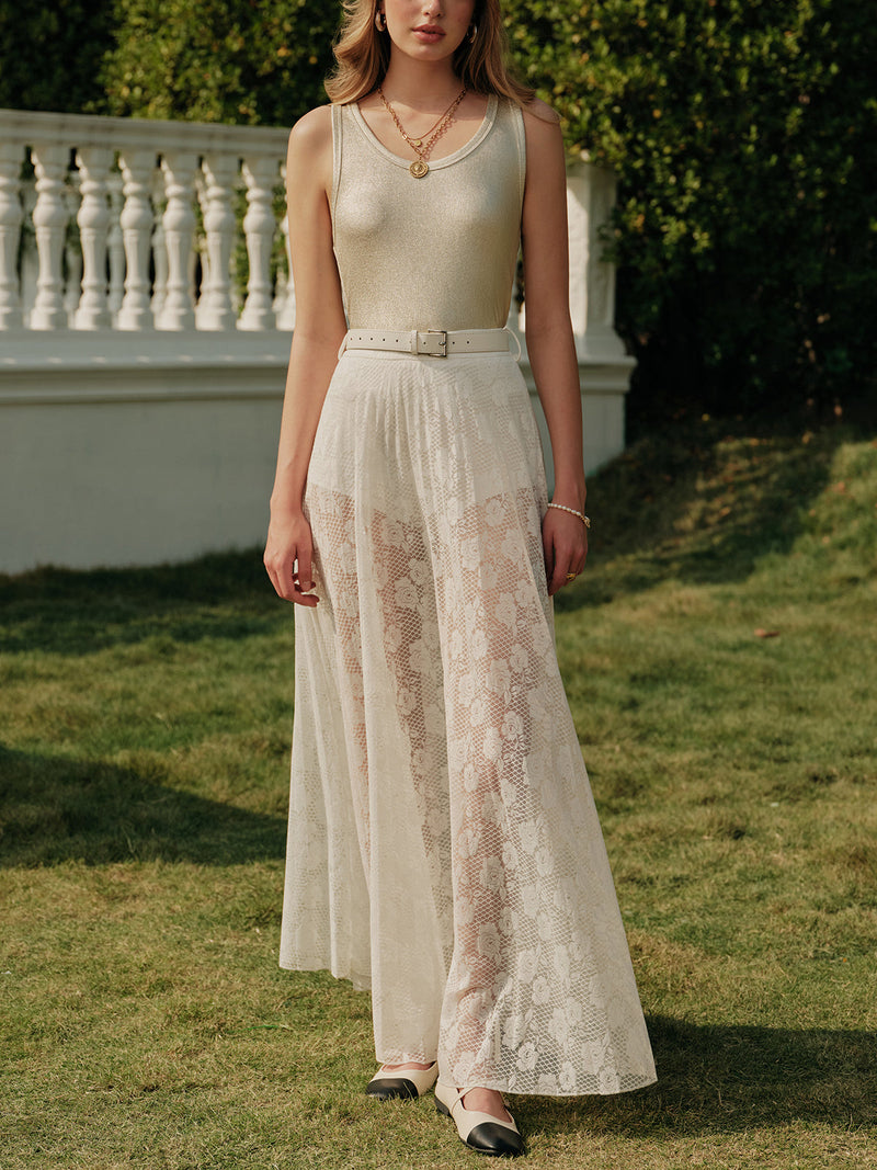 Beatrix Women's Skirt | Sheer, High-waisted, Belted
