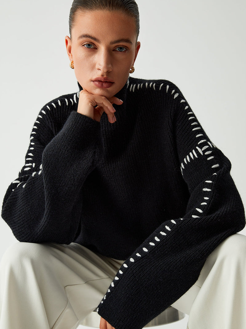 Delphine Women's Oversized Sweater - close-up detail