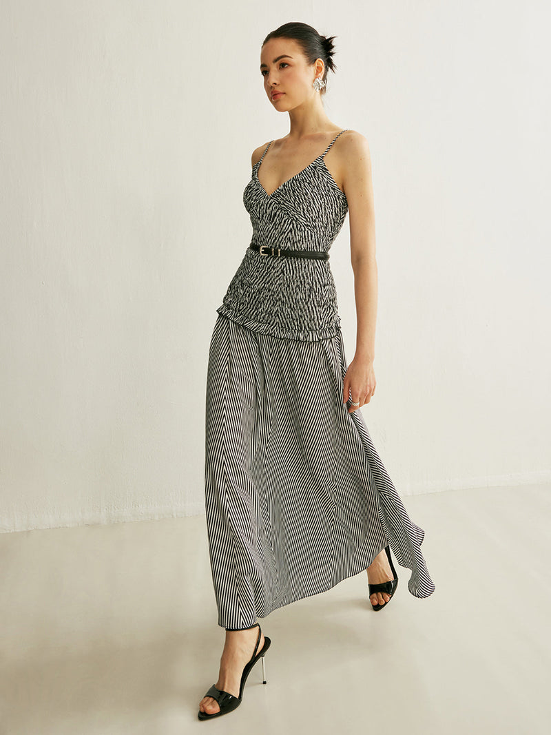 Colette Women's Pleated Dress | Shirred, V-neck, Sleeveless