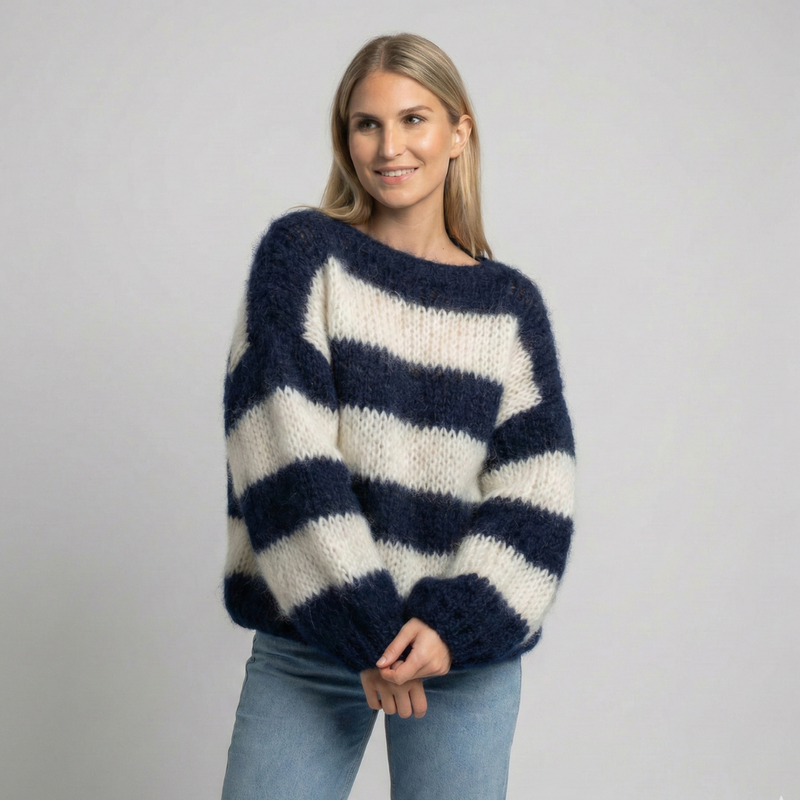 Dahlia Women's Striped Sweater | Chunky, Loose Fit, Knit