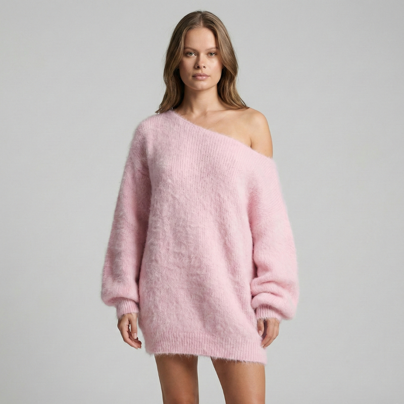 Elsie Women's Sweater | White, Pink