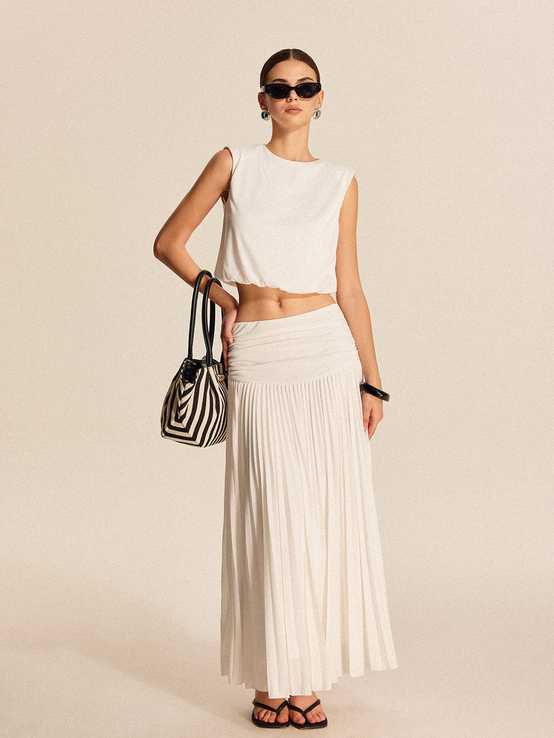 Selma Women's Pleated Skirt - fabric and finish detail