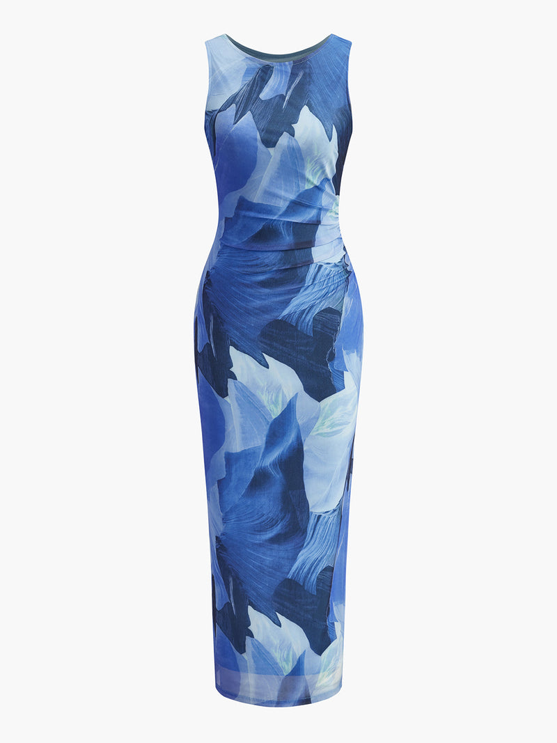 Ivy Women's Pleated Dress | Floral, Slim Fit, Mesh