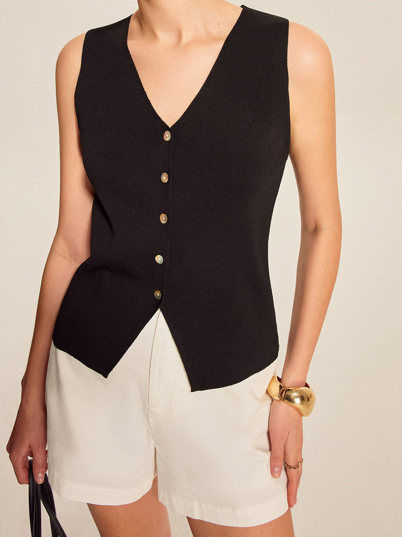 Elise Women's Ribbed Knit Top - styled view