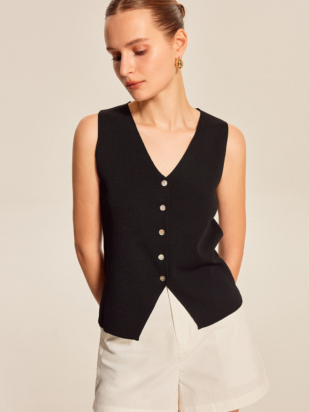 Elise Women's Ribbed Knit Top - front view