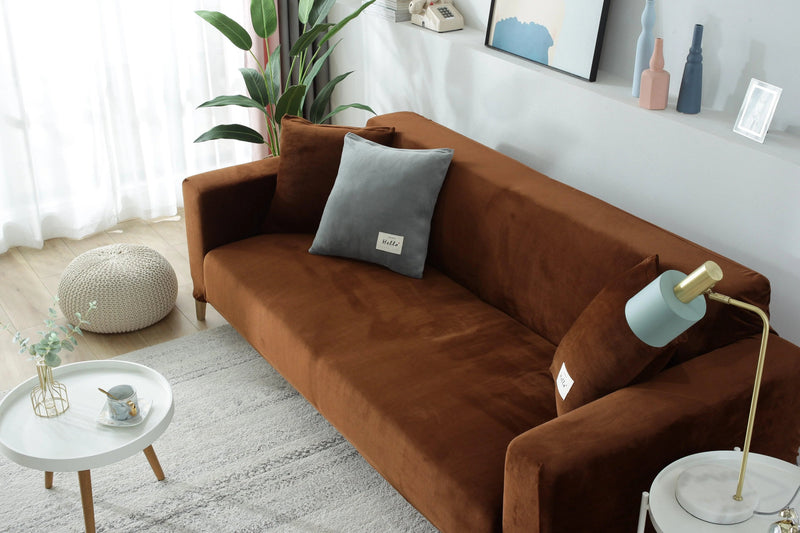 Velvet Brown Couch Cover