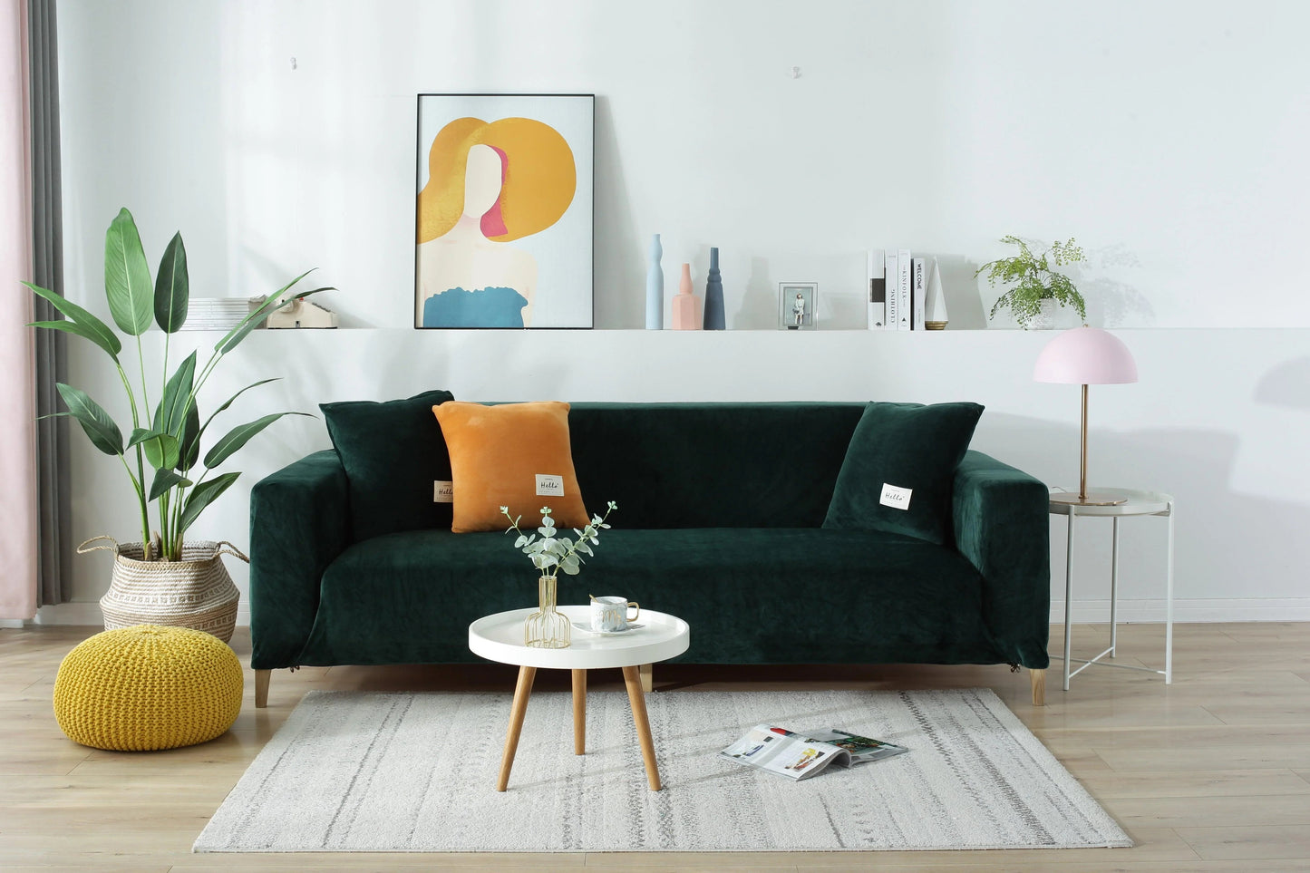 Velvet Dark Green Couch Cover