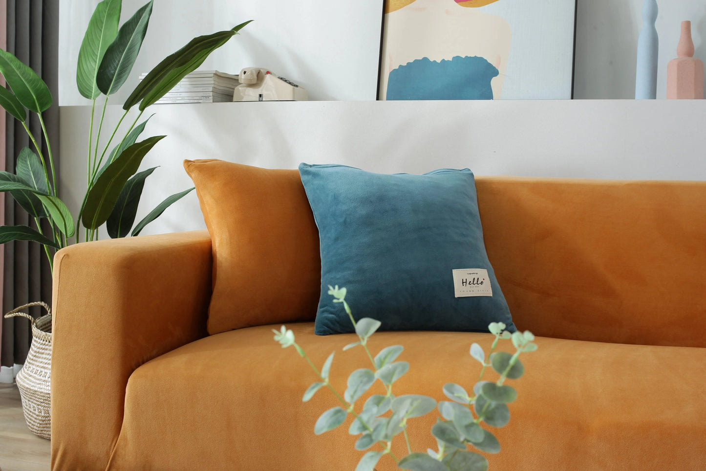 Velvet Orange Couch Cover