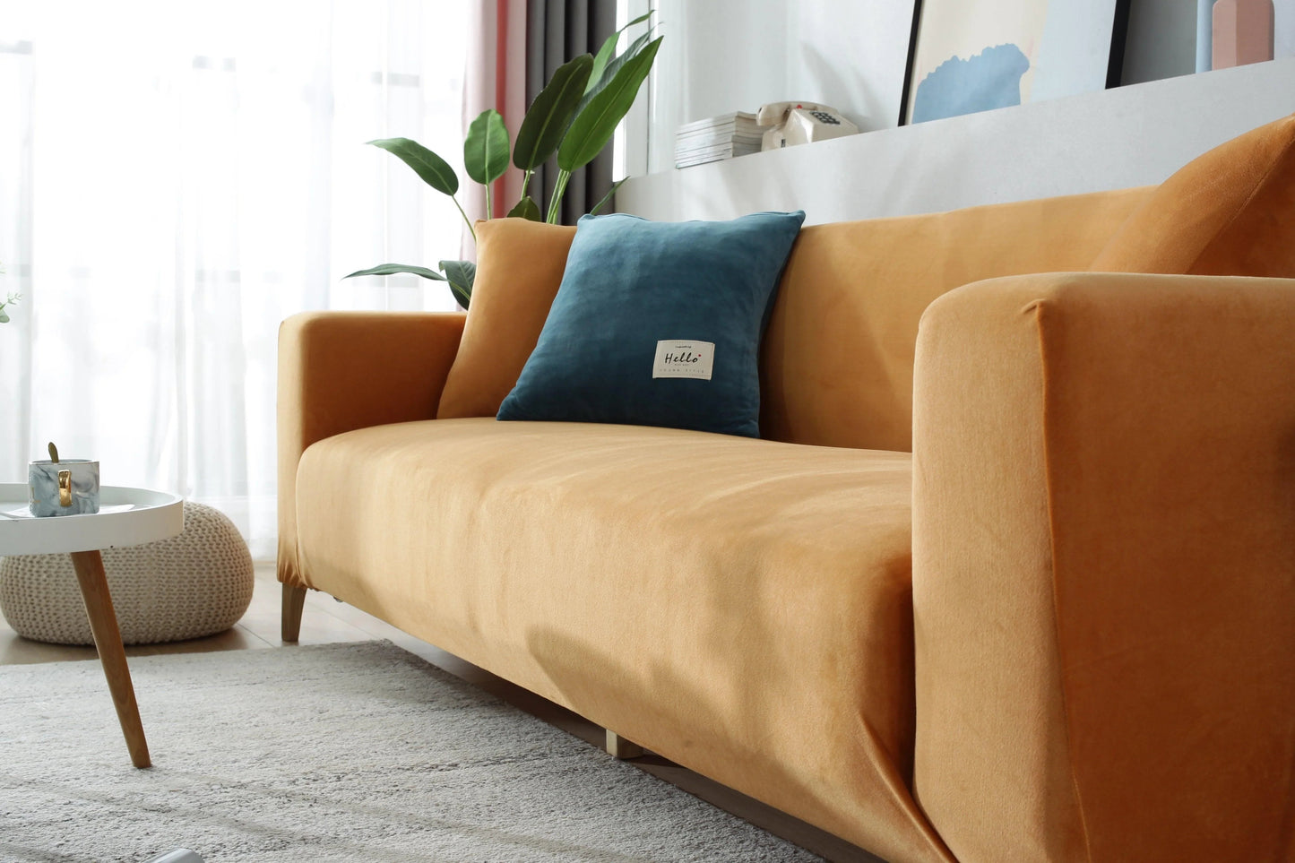 Velvet Orange Couch Cover