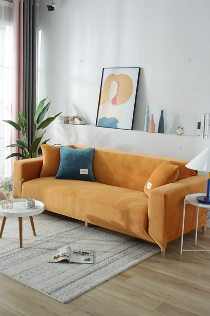 Velvet Orange Couch Cover