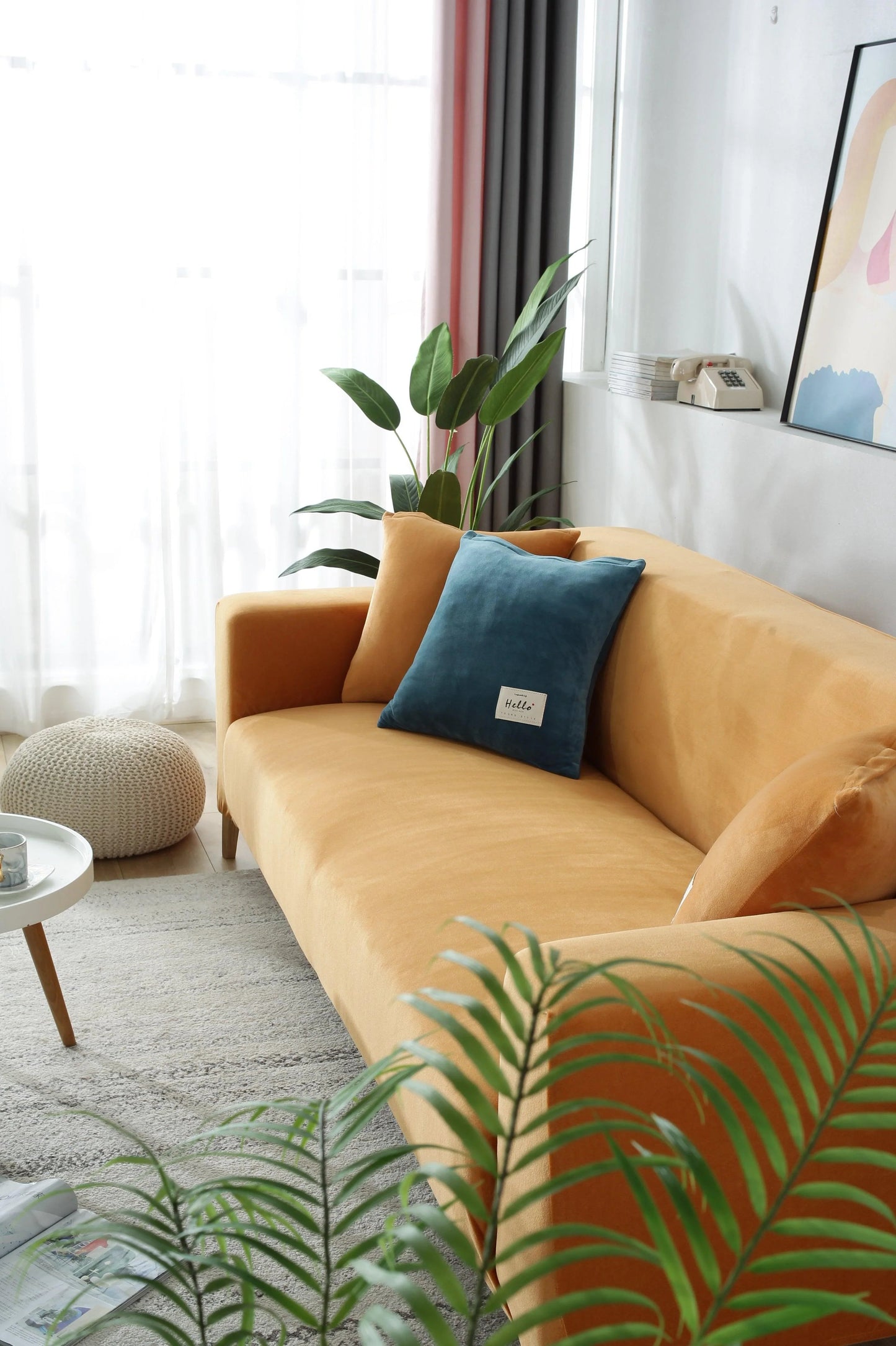 Velvet Orange Couch Cover