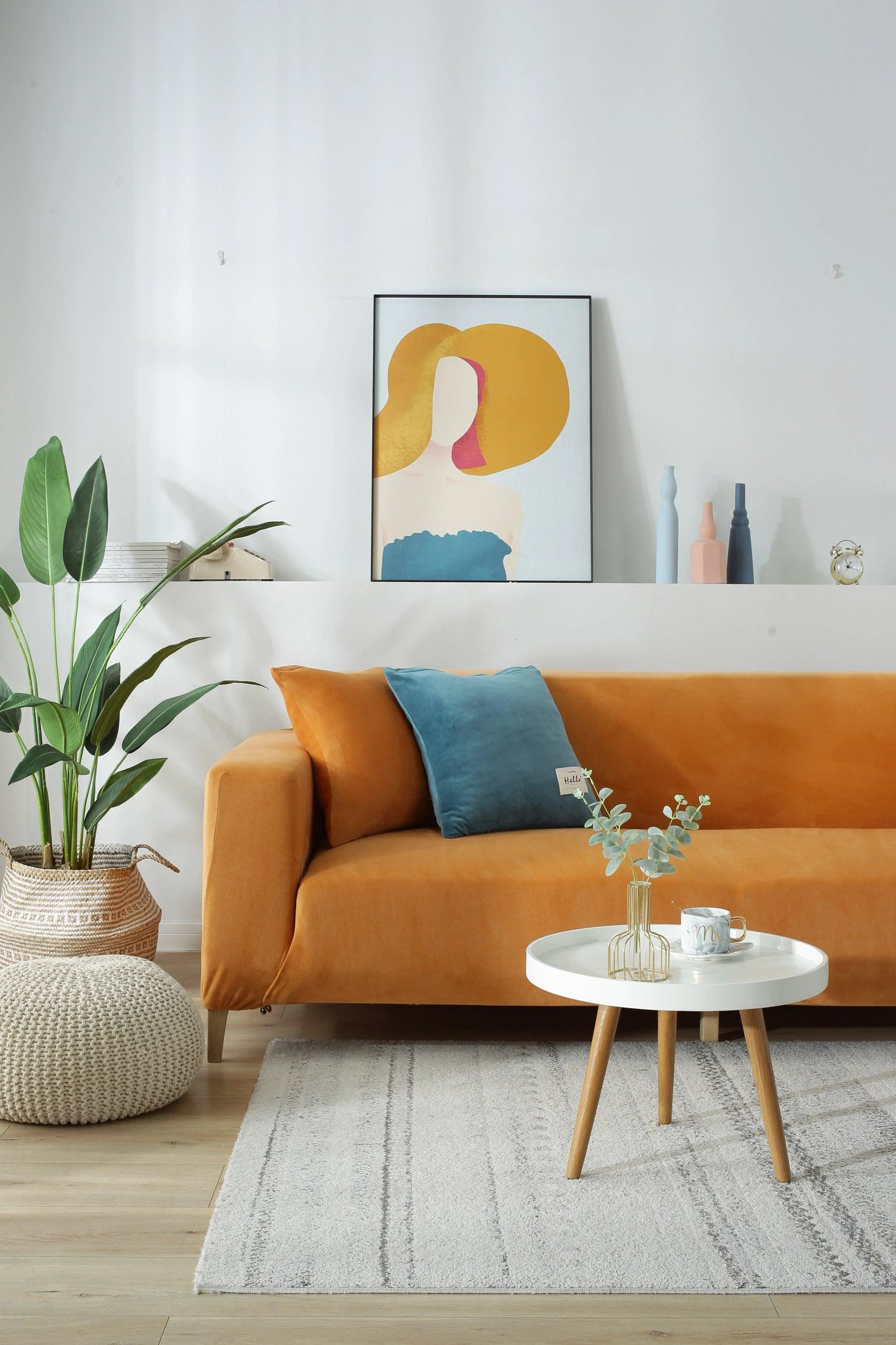 Velvet Orange Couch Cover