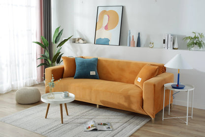 Velvet Orange Couch Cover