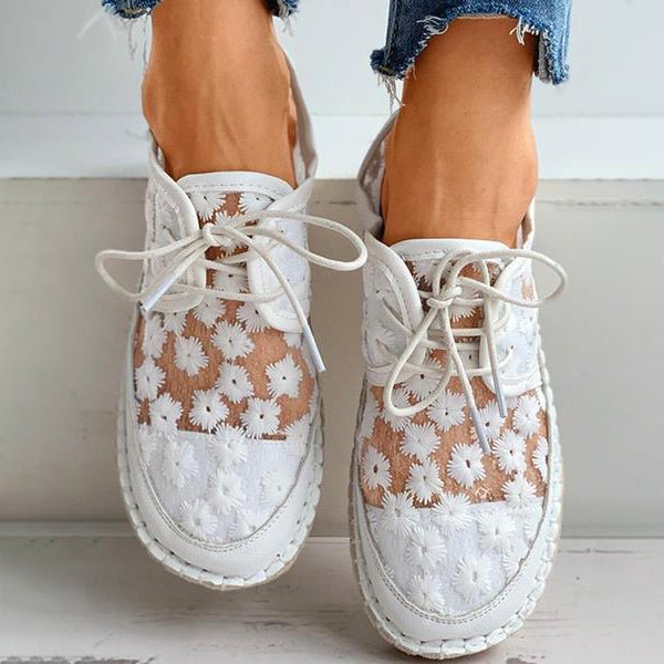 Tamsin Women's Floral Espadrilles | Mesh, Lace, Round Toe