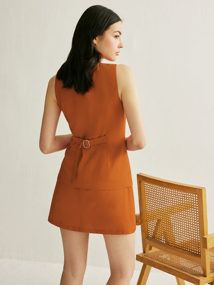 Juliette Women's Linen Skirt - fabric and finish detail