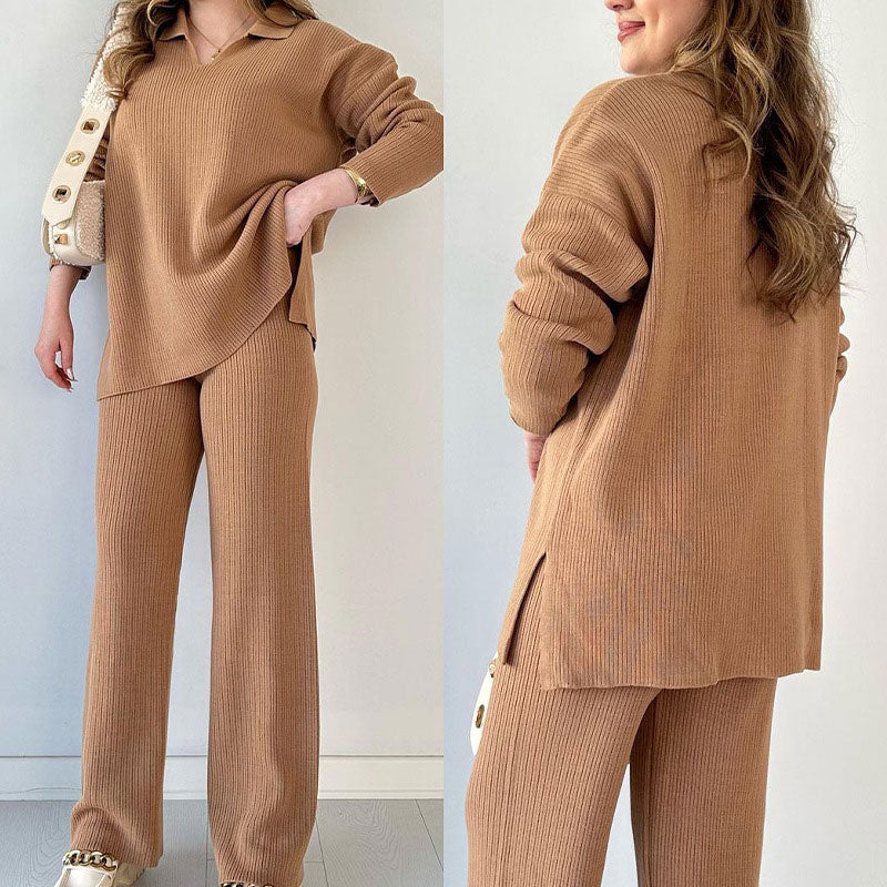 Beatrix Women's Ribbed Knit Knit Lounge - fabric and finish detail