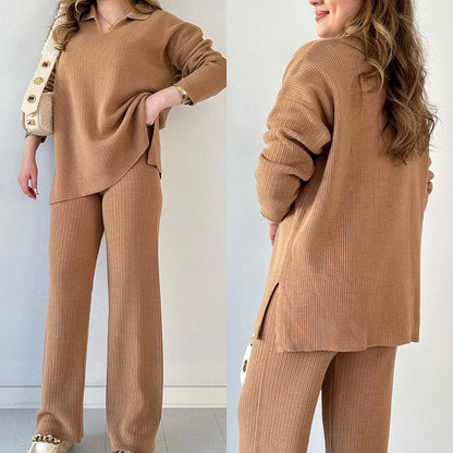 Beatrix Women's Ribbed Knit Knit Lounge - fabric and finish detail