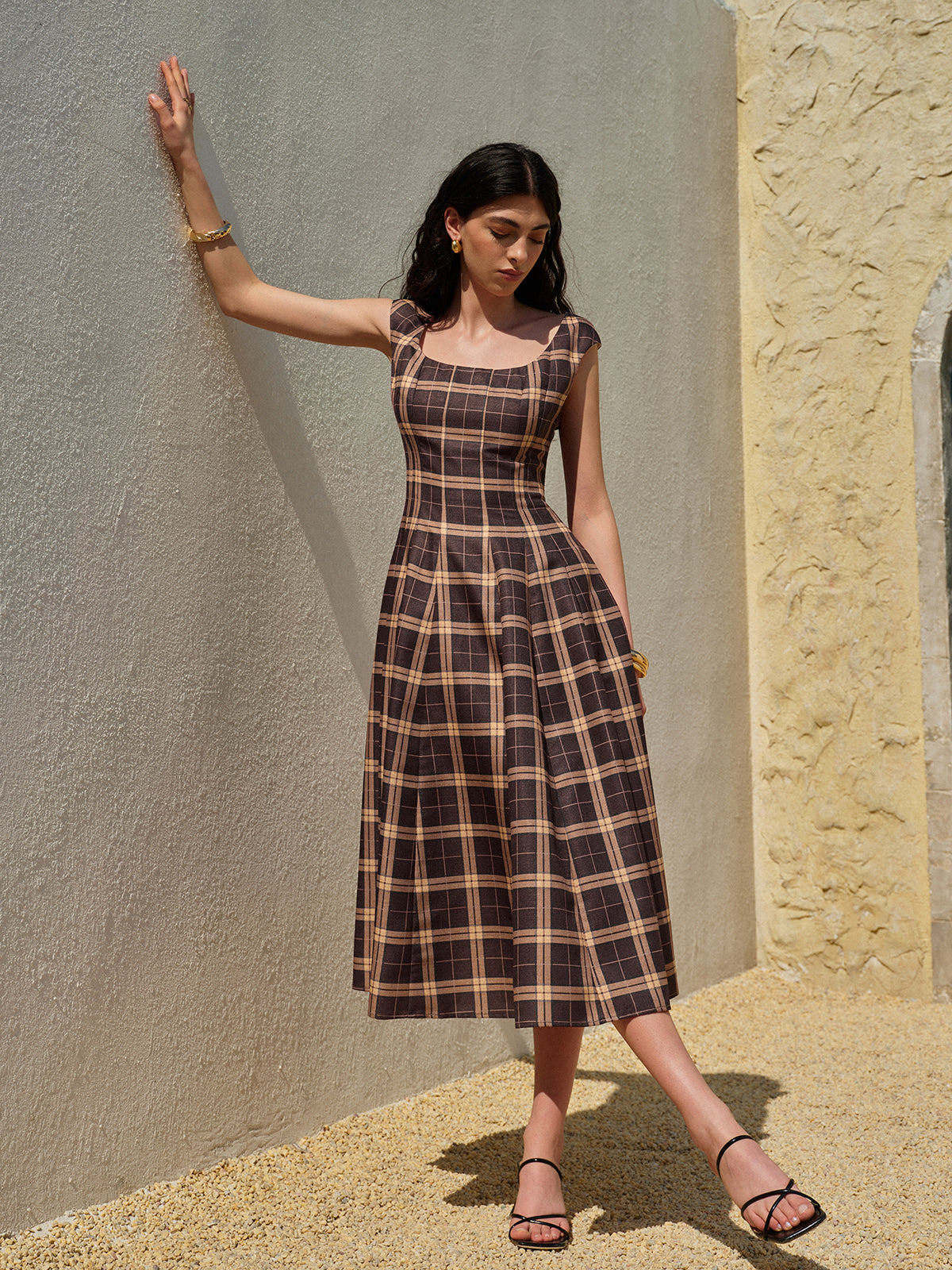 Rosa Women's Pleated Dress - fabric and finish detail