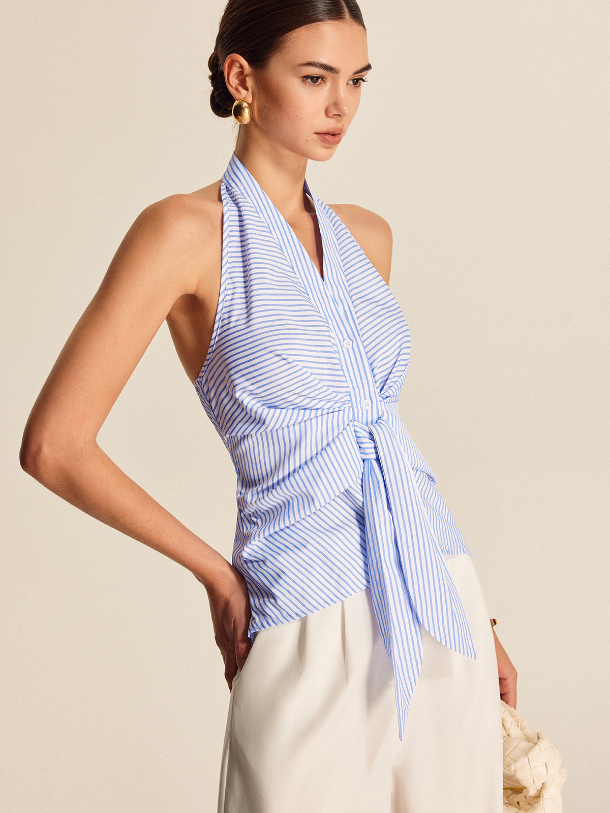 Darcy Women's Striped Top - fabric and finish detail