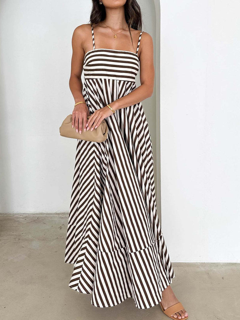 Quinn Women's Pleated Dress | Striped, Sleeveless, Maxi