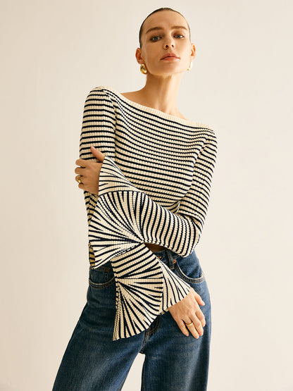 Harlow Women's Striped Top - fabric and finish detail