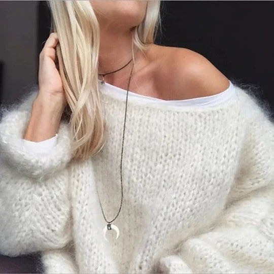 Eloise Women's Sweater | White, Blue