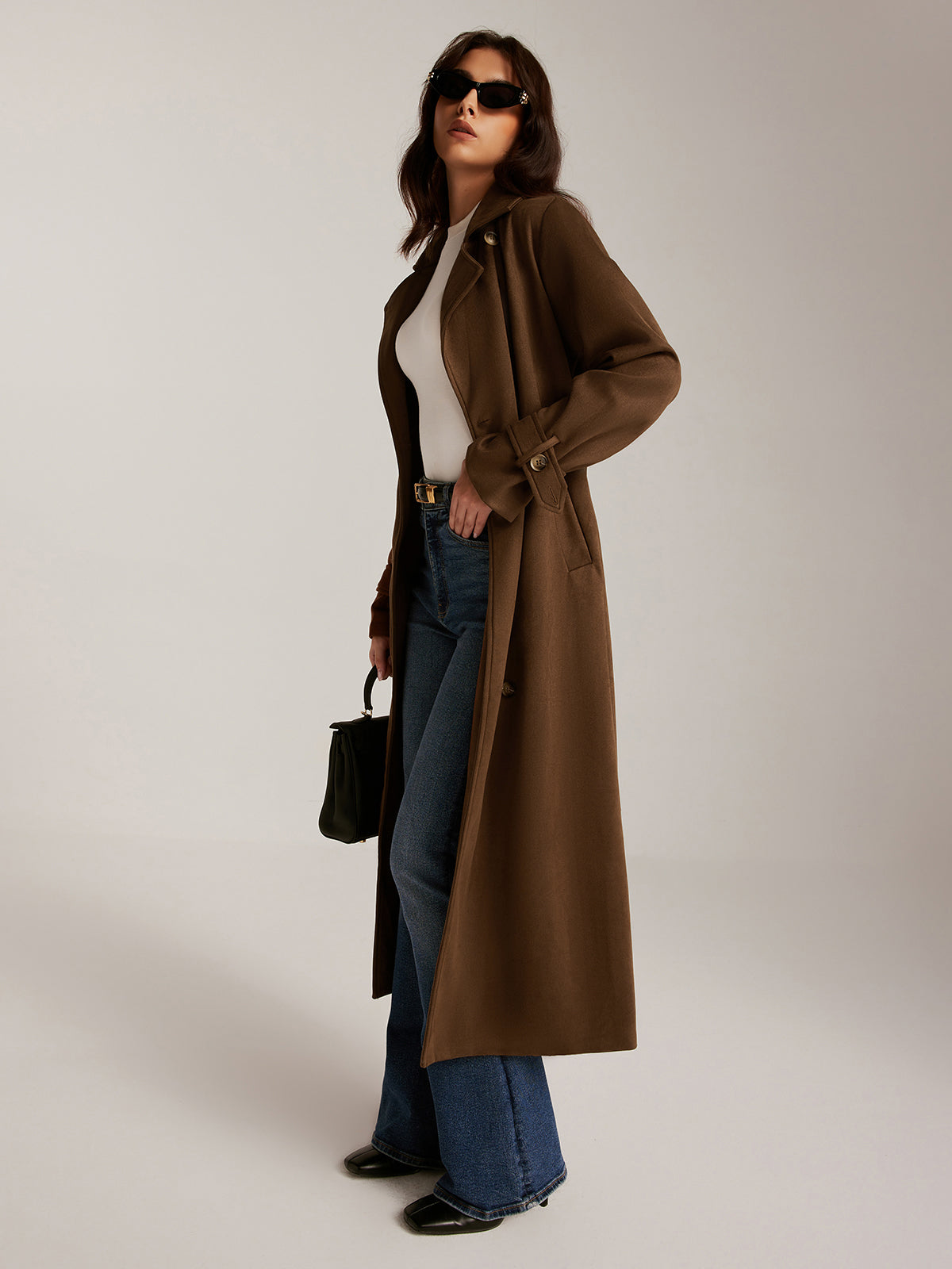 Ruby Women's Suede Trench Coat - back view