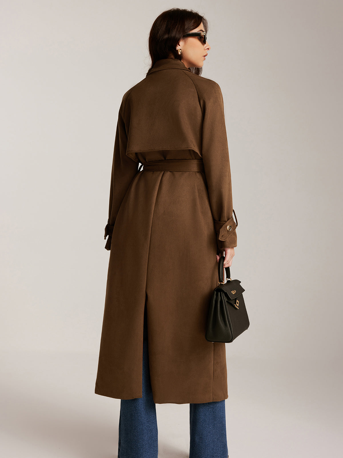 Ruby Women's Suede Trench Coat - close-up detail