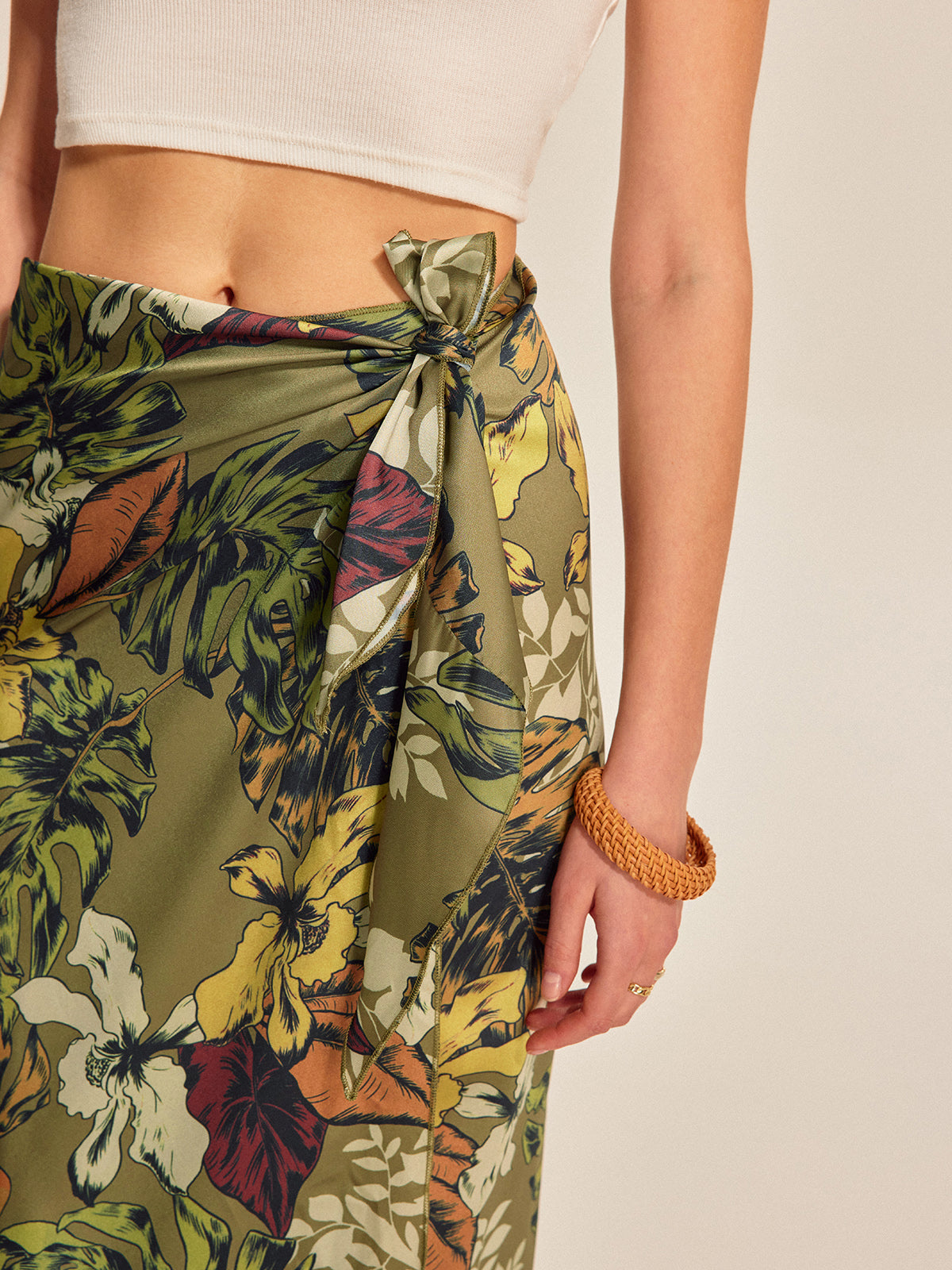 Noor Women's Floral Skirt - fabric and finish detail
