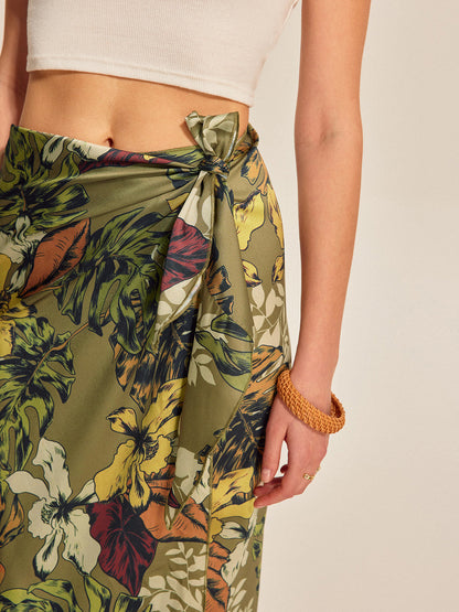 Noor Women's Floral Skirt - fabric and finish detail