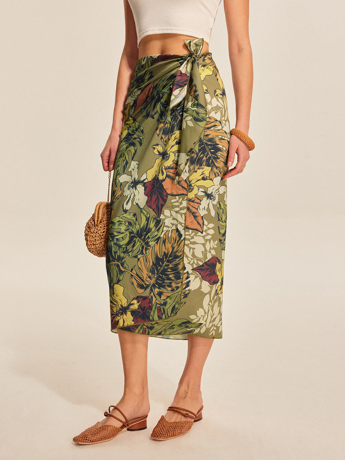 Noor Women's Floral Skirt - full-length view