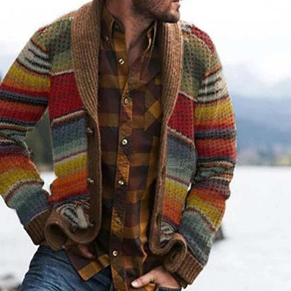 Ulric Men's Striped Cardigan - front view