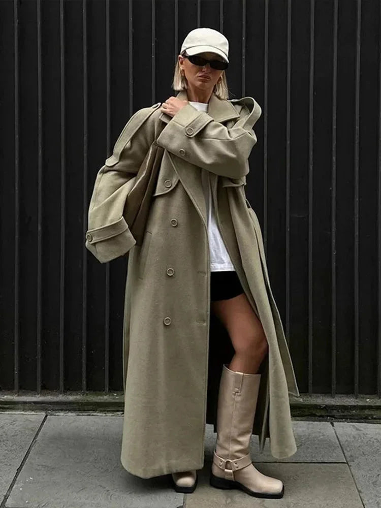 Juliette Women's Oversized Trench Coat - fabric and finish detail