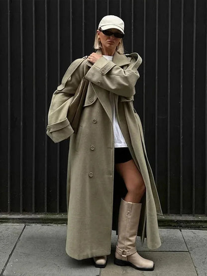 Juliette Women's Oversized Trench Coat - fabric and finish detail
