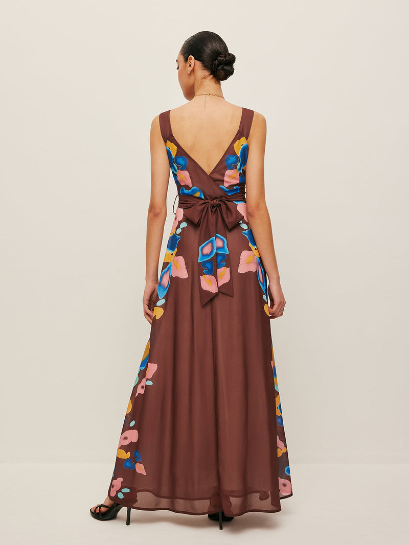 Fleur Women's Printed Dress | Bow, Crew Neck, Sleeveless