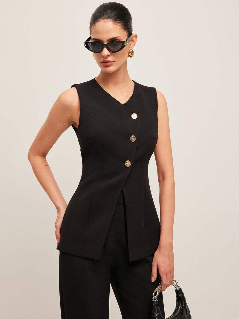 Kaia Women's Vest | V-neck, Sleeveless, Button
