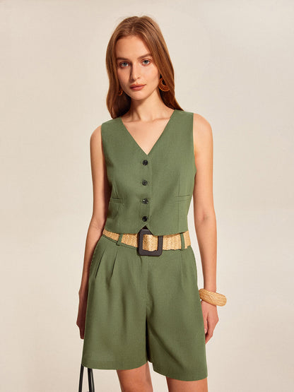 Edith Women's Linen Shorts - full-length view