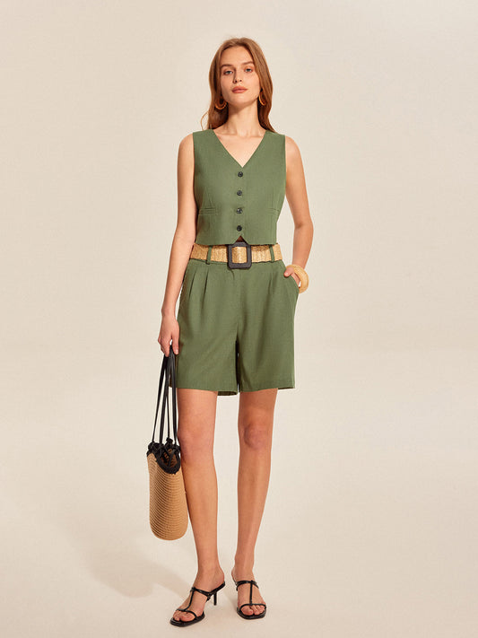Edith Women's Linen Shorts - front view
