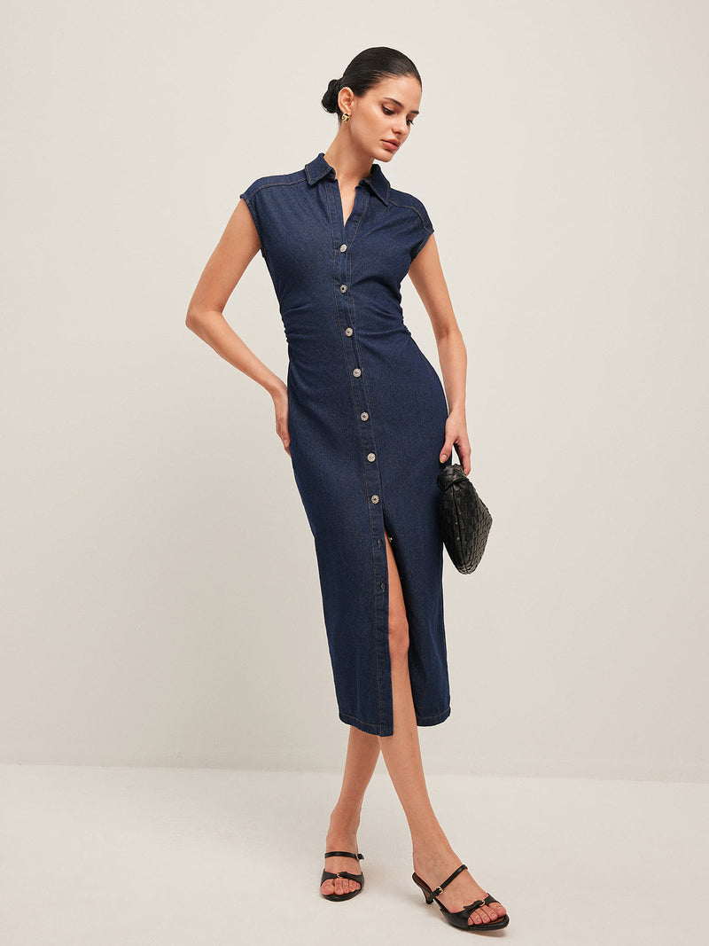 Juliette Women's Dress | Slim Fit, Denim, V-neck