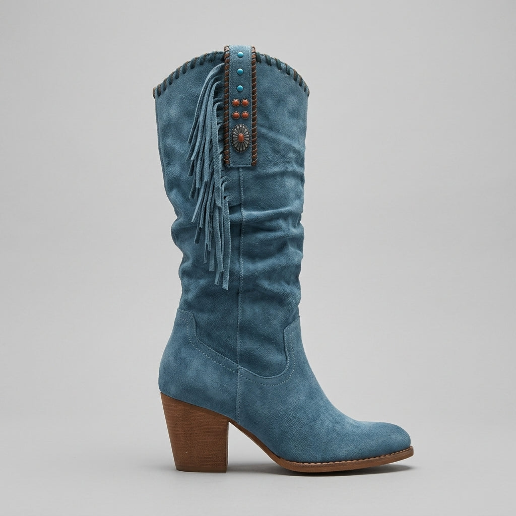 Ines Women's Suede Knee-high Boots - full-length view
