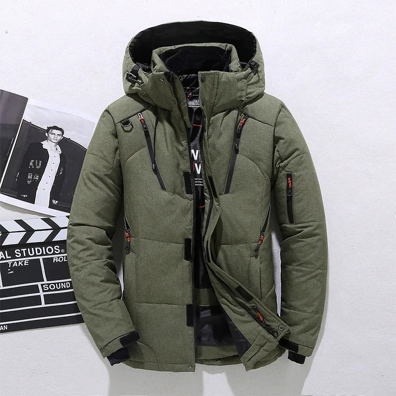 Auden Men's Puffer Jacket - fabric and finish detail
