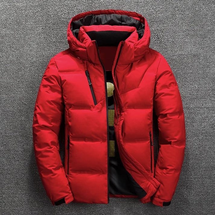Ezra Men's Quilted Puffer Jacket - fabric and finish detail
