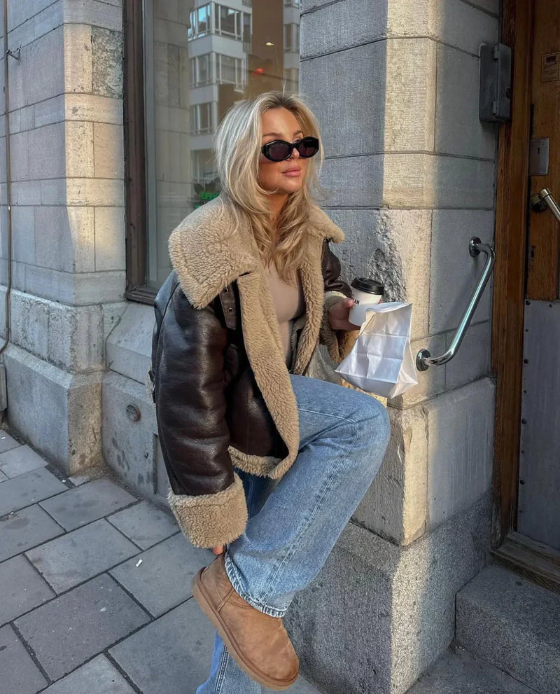 Jolie Women's Blazer | Aviator, Faux Leather