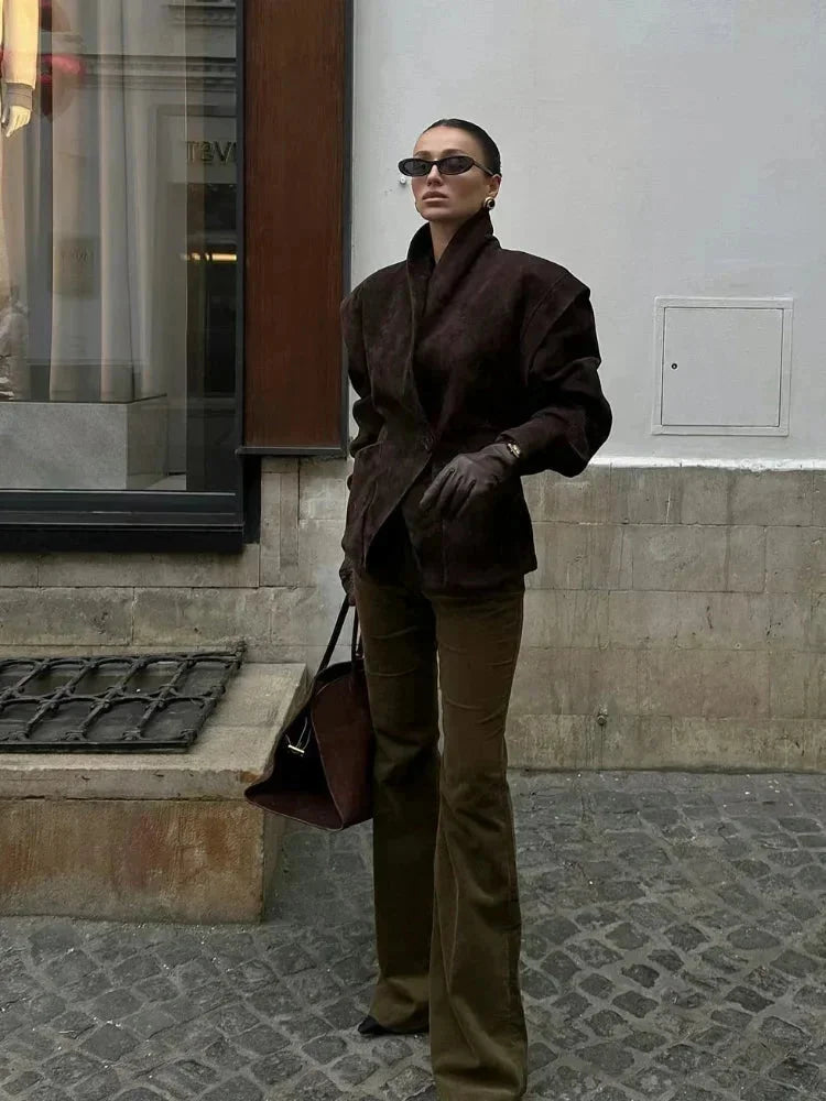 Imogen Women's Suede Blazer - styled view