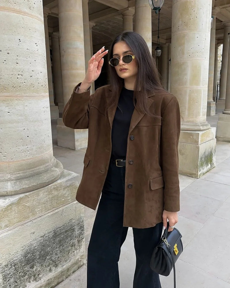 Darcy Women's Suede Blazer - styled view